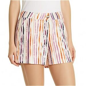 Isaac Mizrahi New York Stretch 5” Watercolor Stripe Tailored Trouser Shorts 12